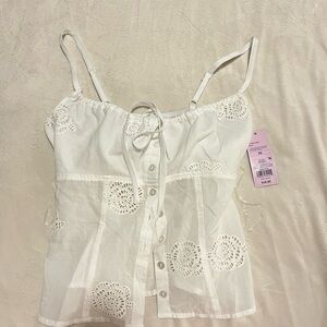 wild fable White Eyelet Tie-Front Cami